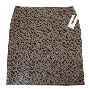 Nine West Leopard Animal Print Skirt Grey Size XL NWT